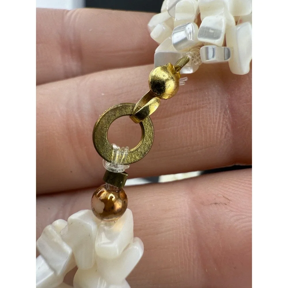 Vintage Shell Bracelet Inlay Mother‎ of Pearl Chunky 9.5